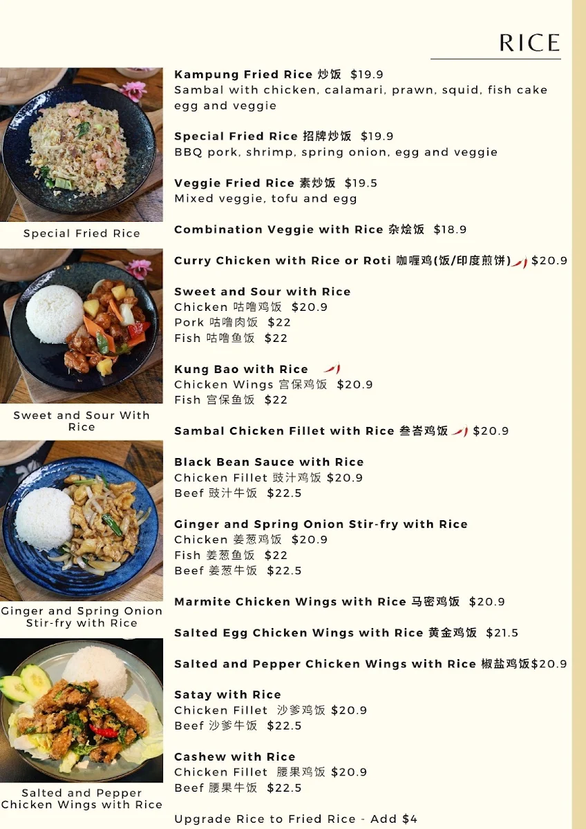 Menu, Mr.Lee Malaysian Cuisine