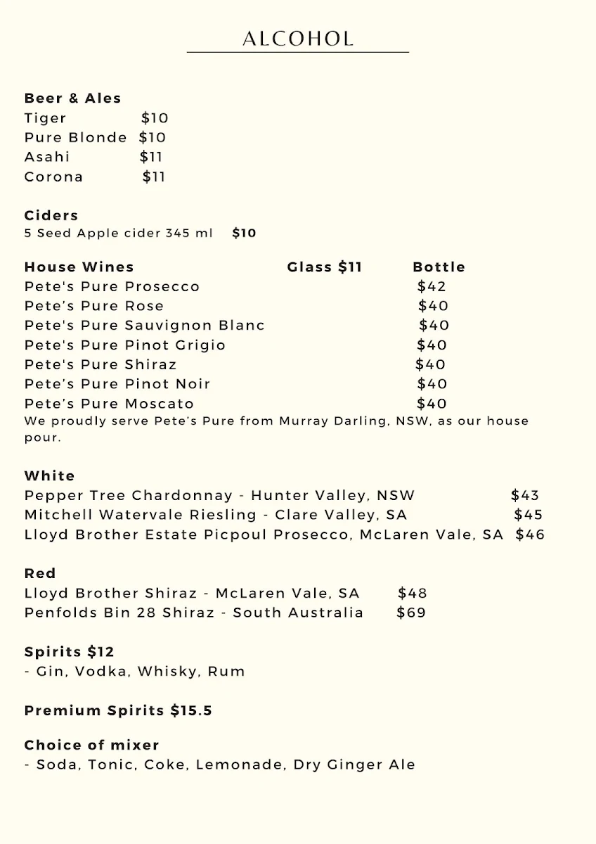 Menu, Mr.Lee Malaysian Cuisine