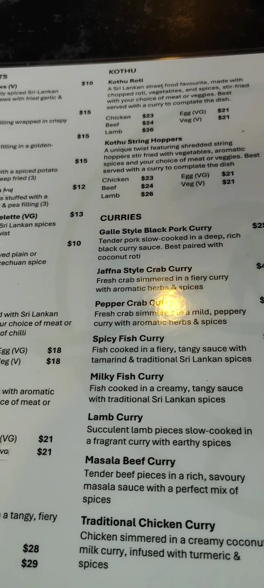 Menu, Cuvai Bella Vista