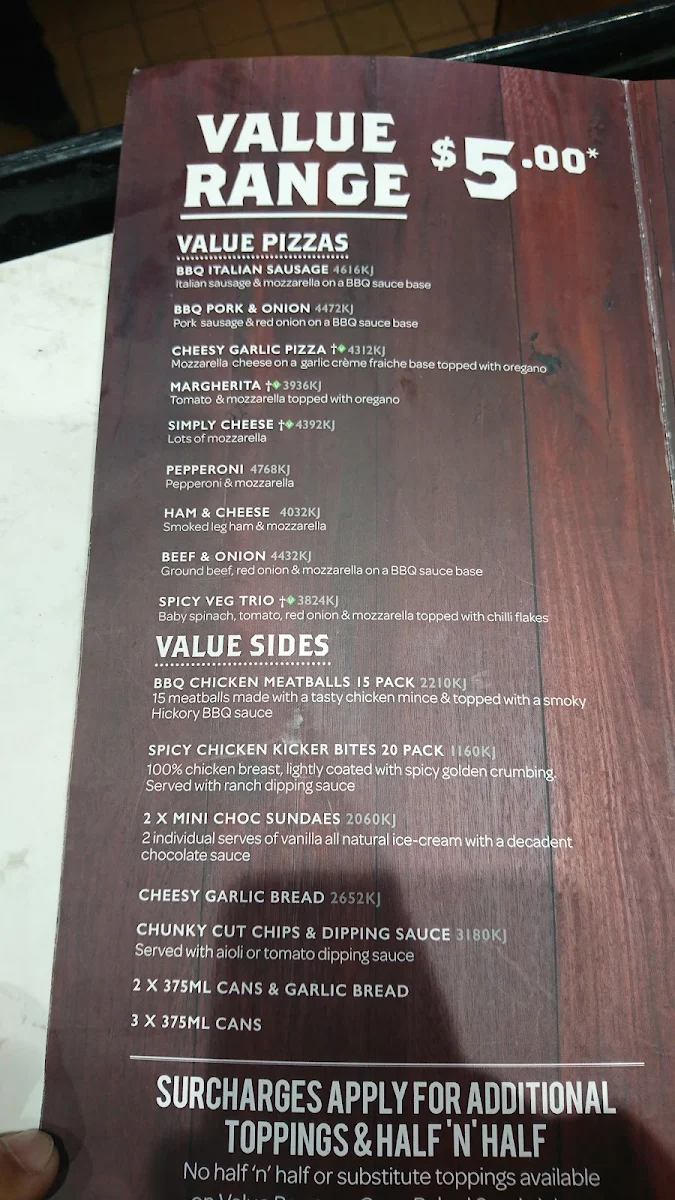 Menu, Domino's Pizza Coffs Harbour