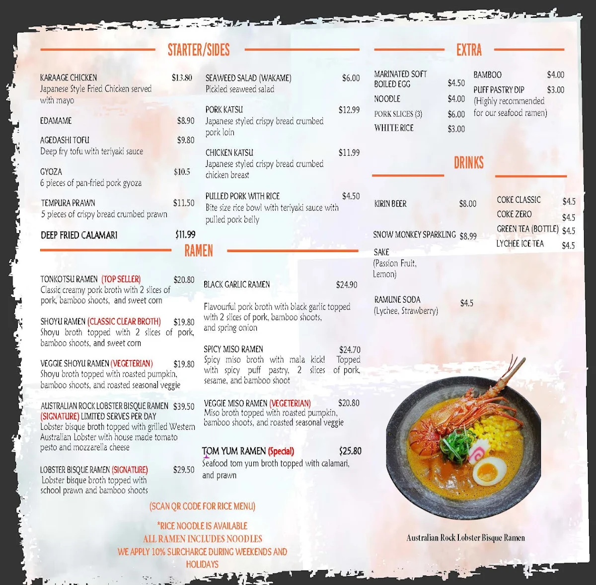 Menu, Snow Monkey Ramen