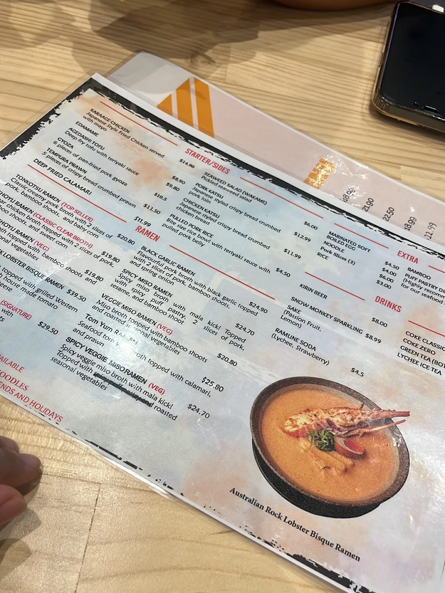 Menu, Snow Monkey Ramen