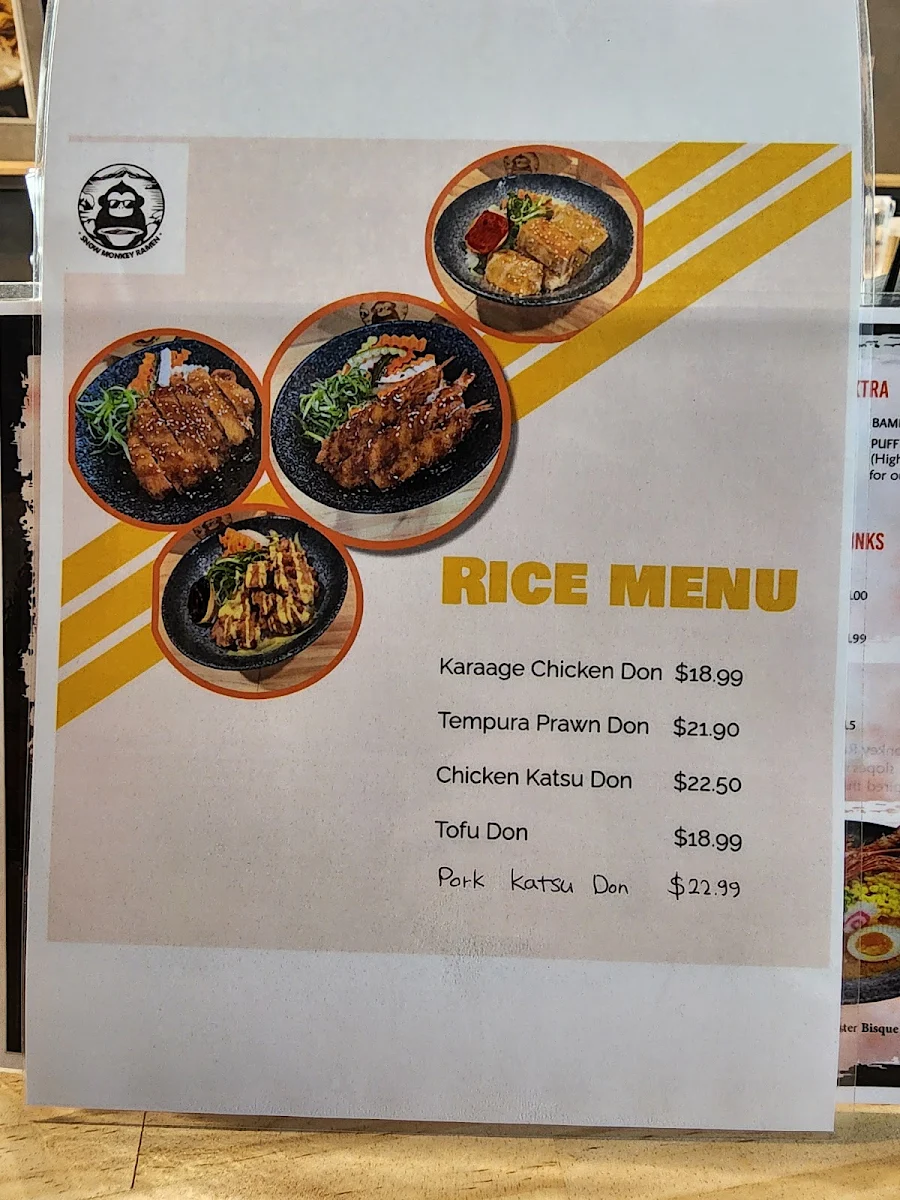 Menu, Snow Monkey Ramen