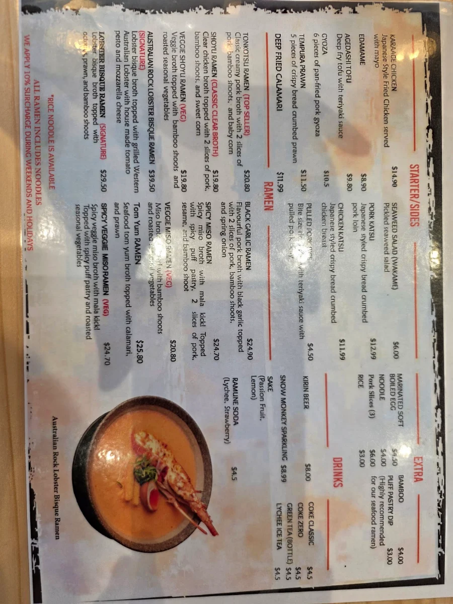 Menu, Snow Monkey Ramen