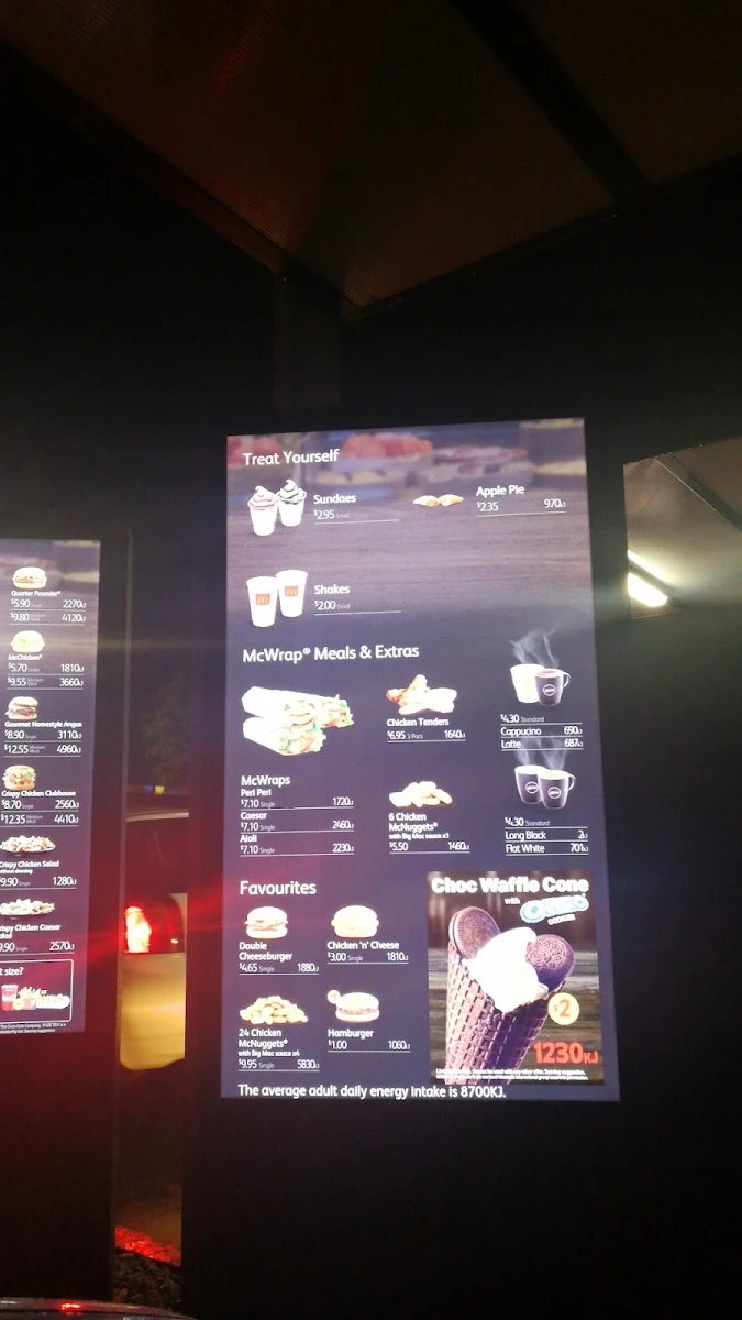 Menu, McDonald's Werribee