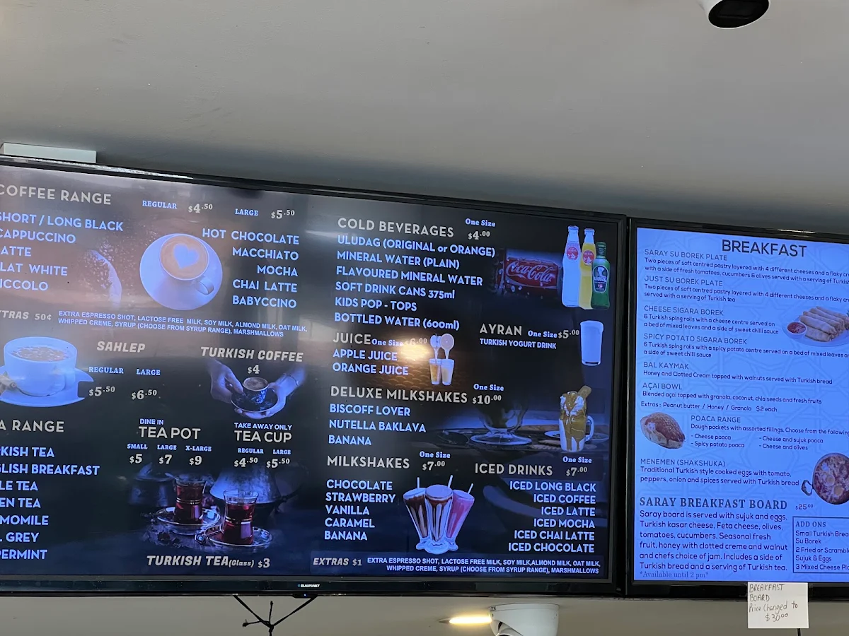 Menu, Saray Sweets
