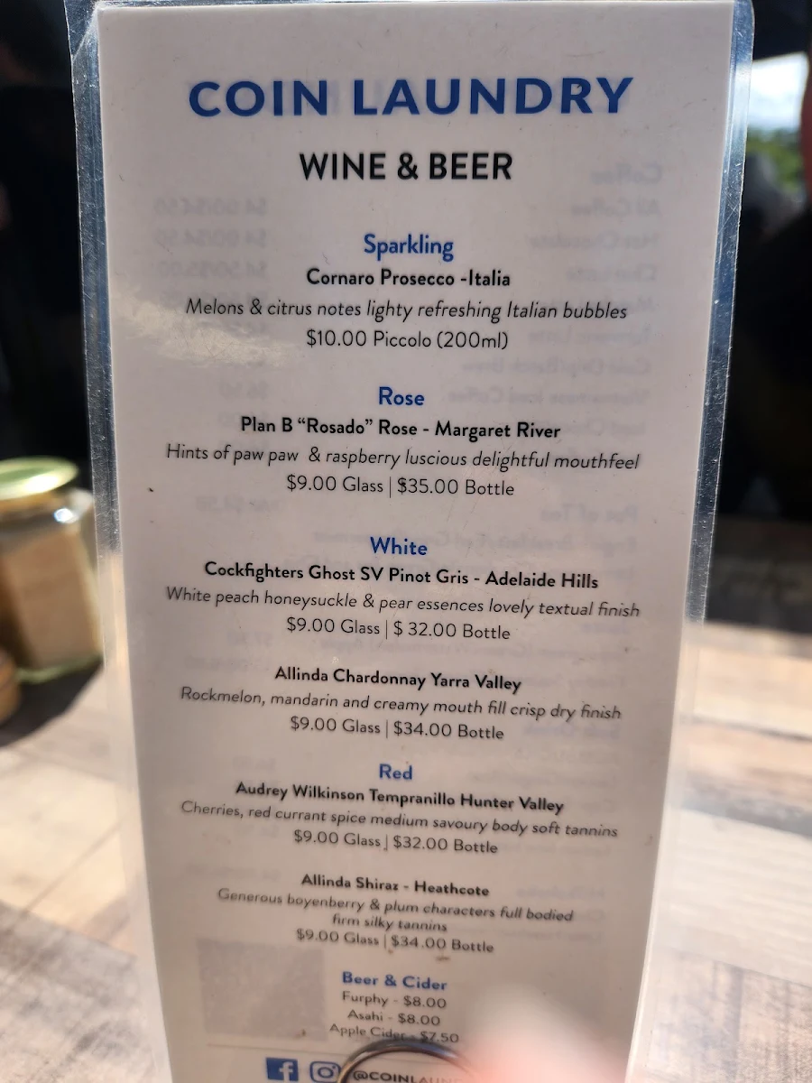 Menu, Coin Laundry Cafe