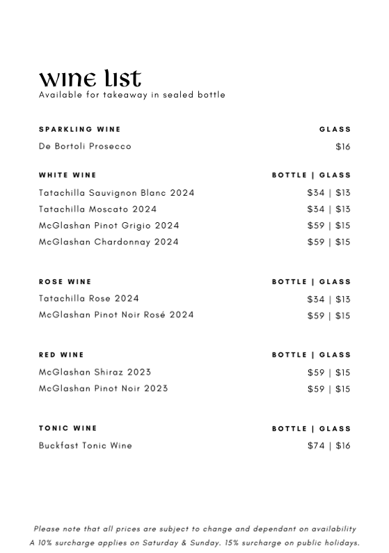 Menu, Invergordon Bar