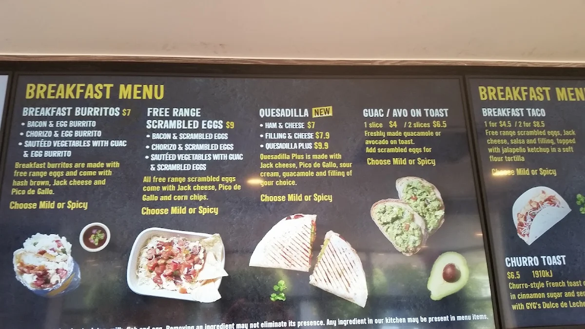 Menu, Guzman y Gomez - Bowen Hills