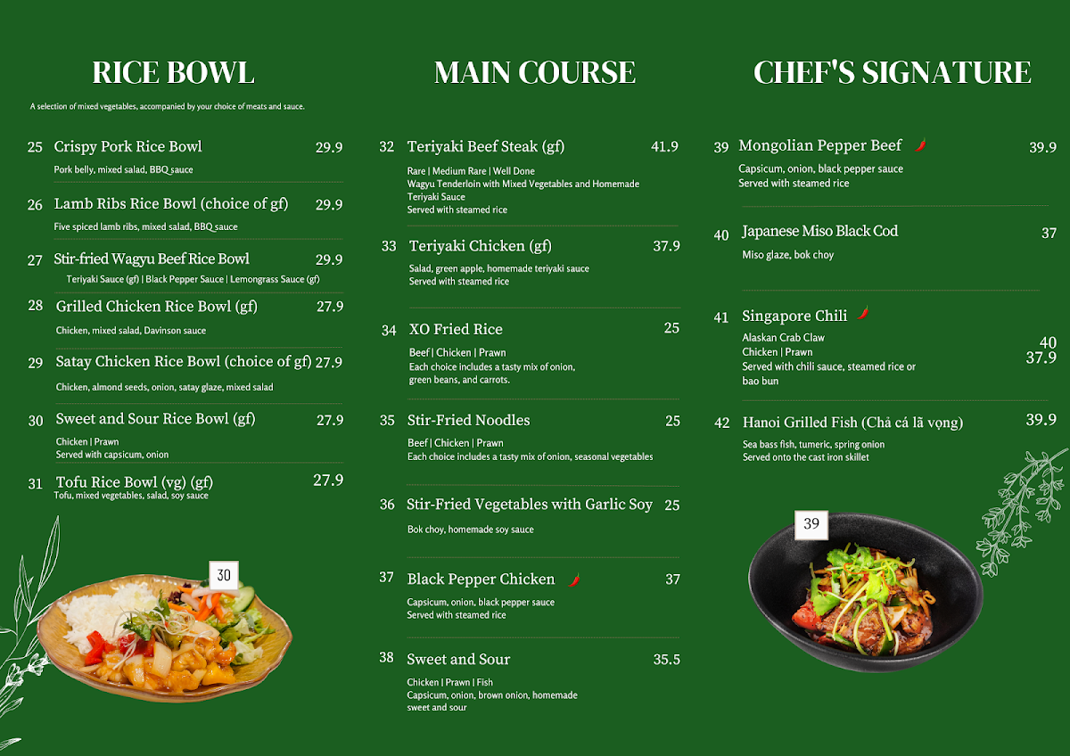 Menu, PHO PLUS PATTERSON LAKES