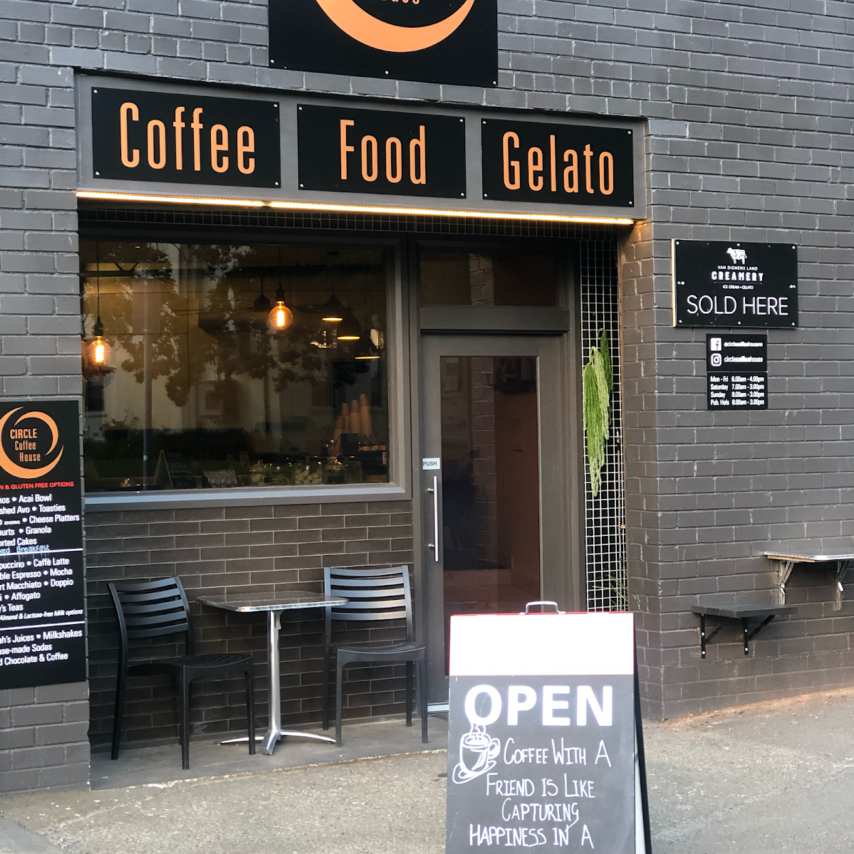 Menu, Circle Coffee House