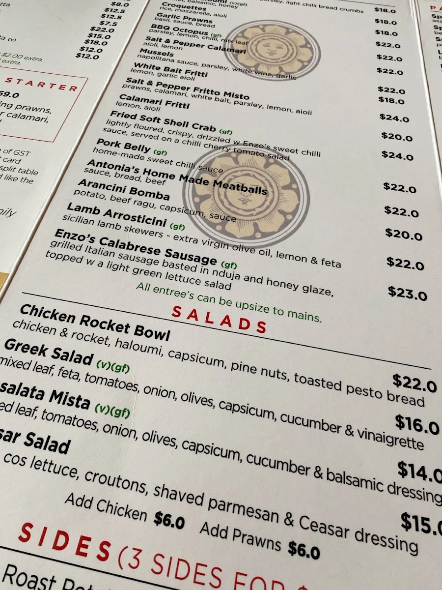 Menu, Enzo’s Cucina Penshurst