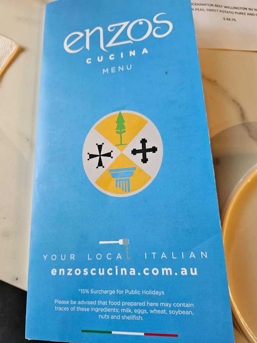 Menu, Enzo’s Cucina Penshurst