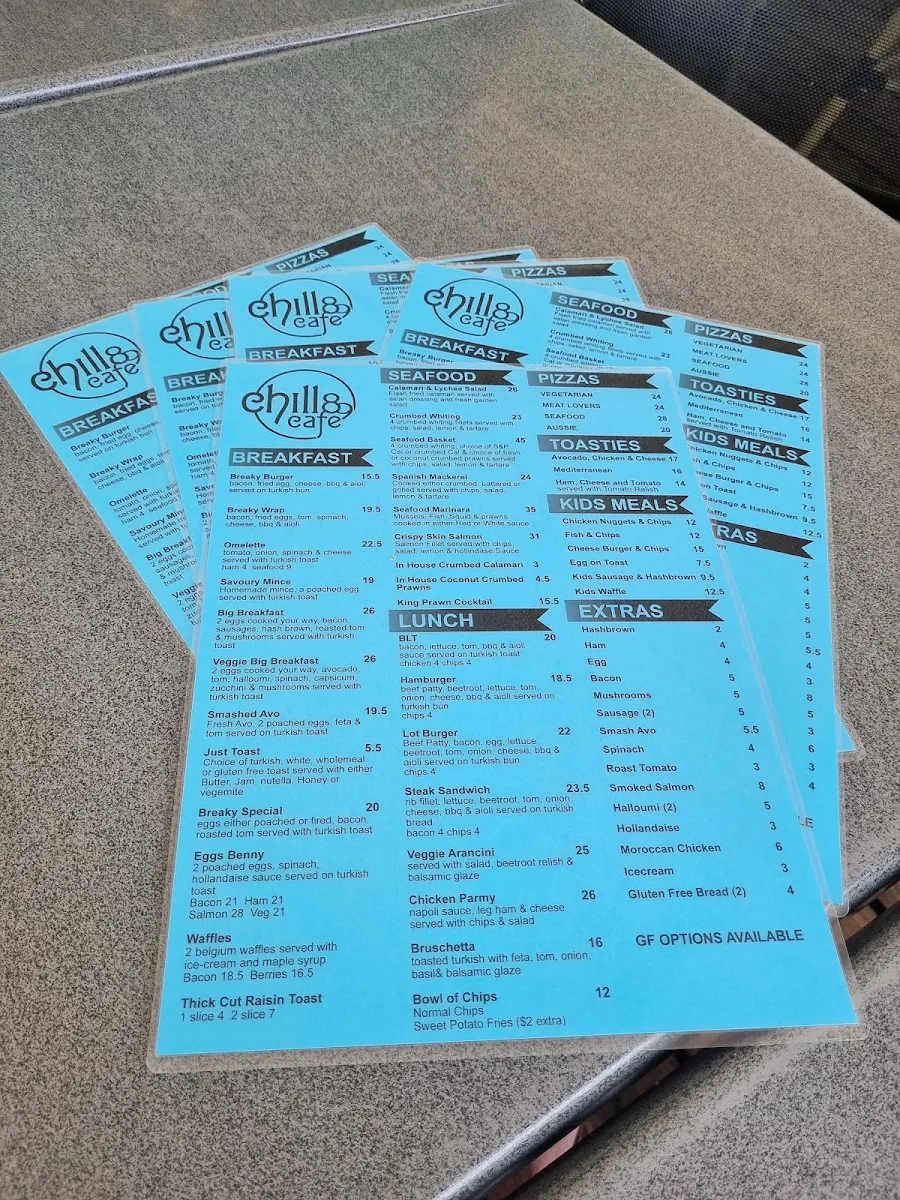 Menu, CHILL BISTRO.