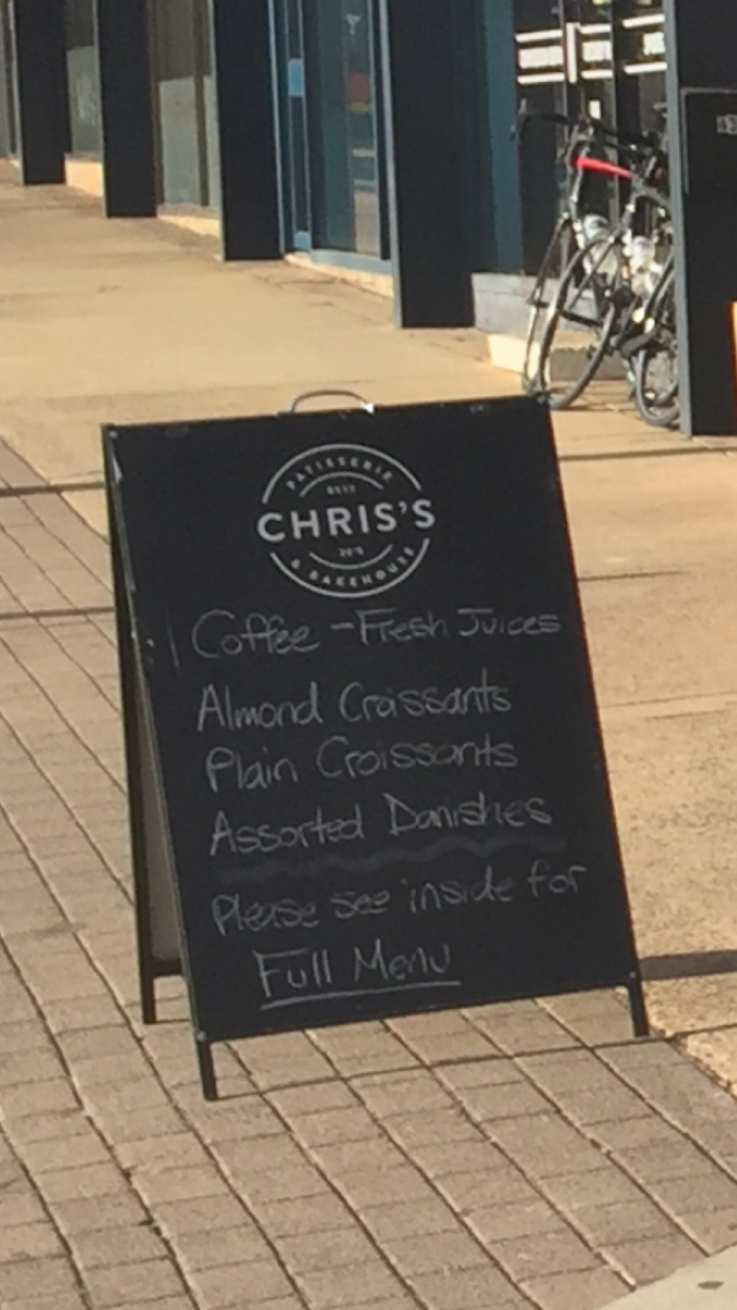 Menu, Chris's Patisserie & Bakehouse