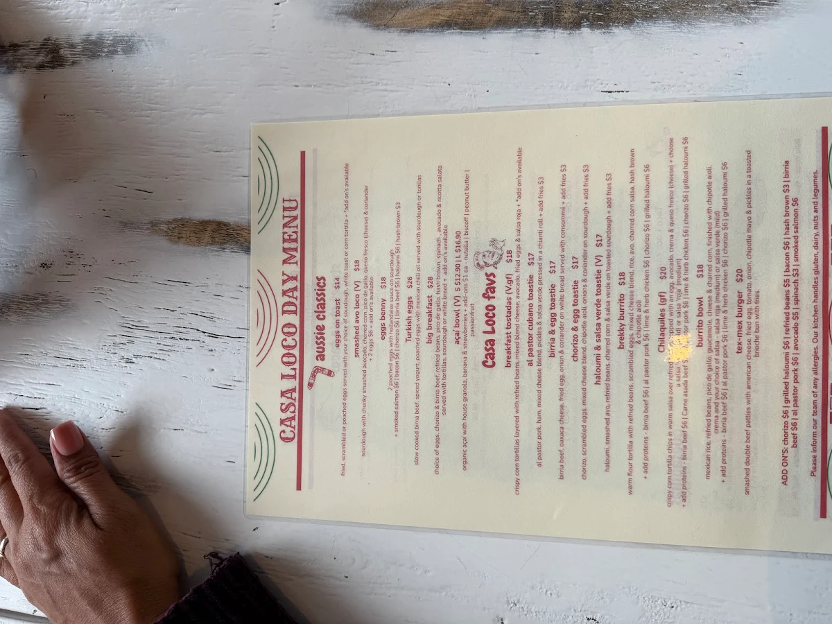 Menu, Casa loco