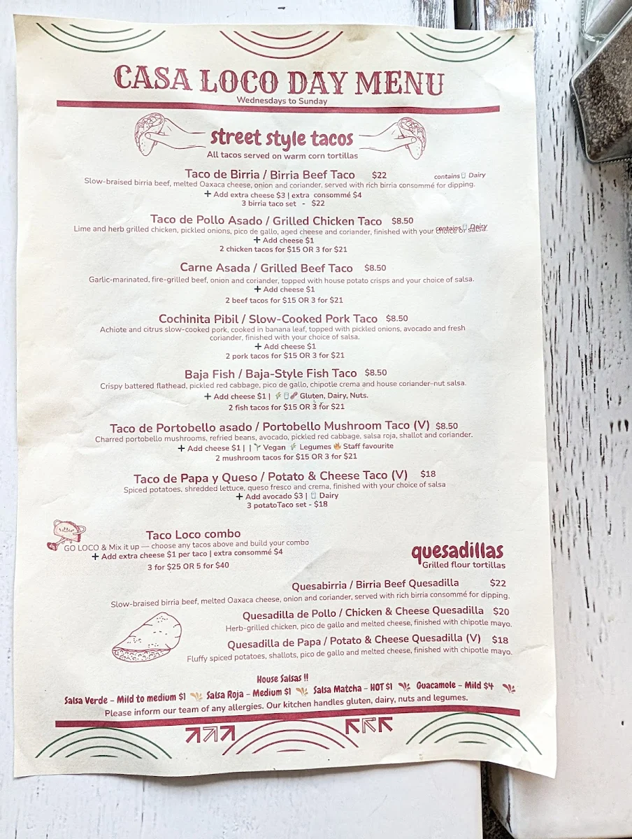 Menu, Casa loco