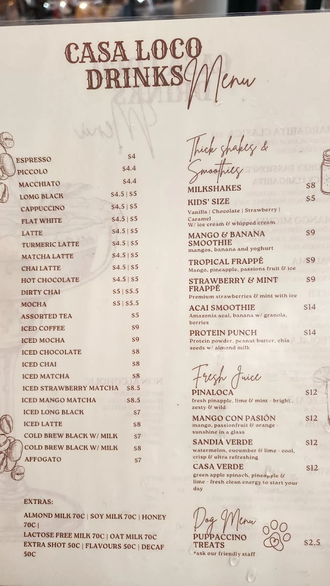Menu, Casa loco