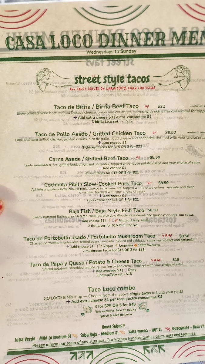 Menu, Casa loco