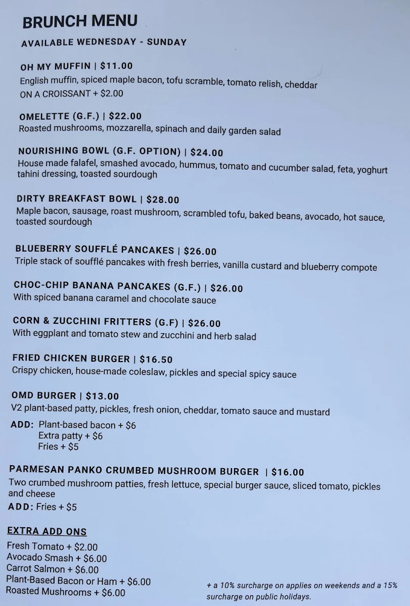 Menu, Oh My Days Vegan Patisserie