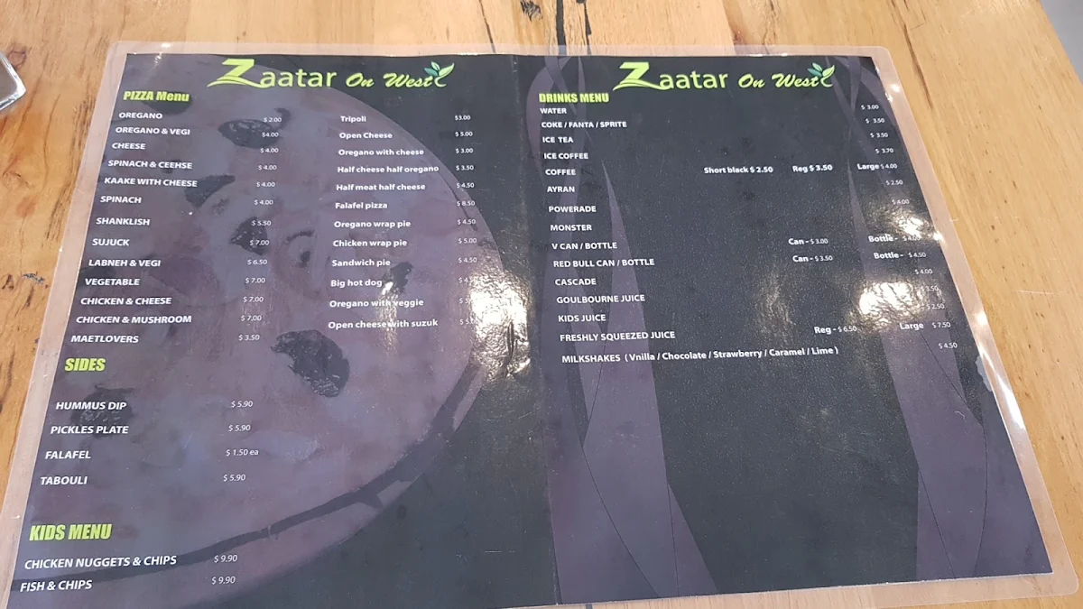 Menu, Zaatar On West