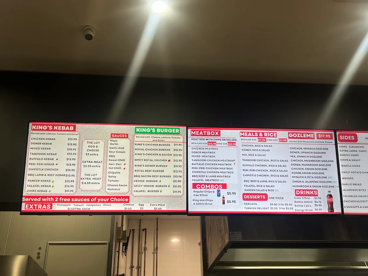 Menu, Kings Kebab & Pizza - Gourmet Pizzas & Authentic Kebabs in Atwell WA.