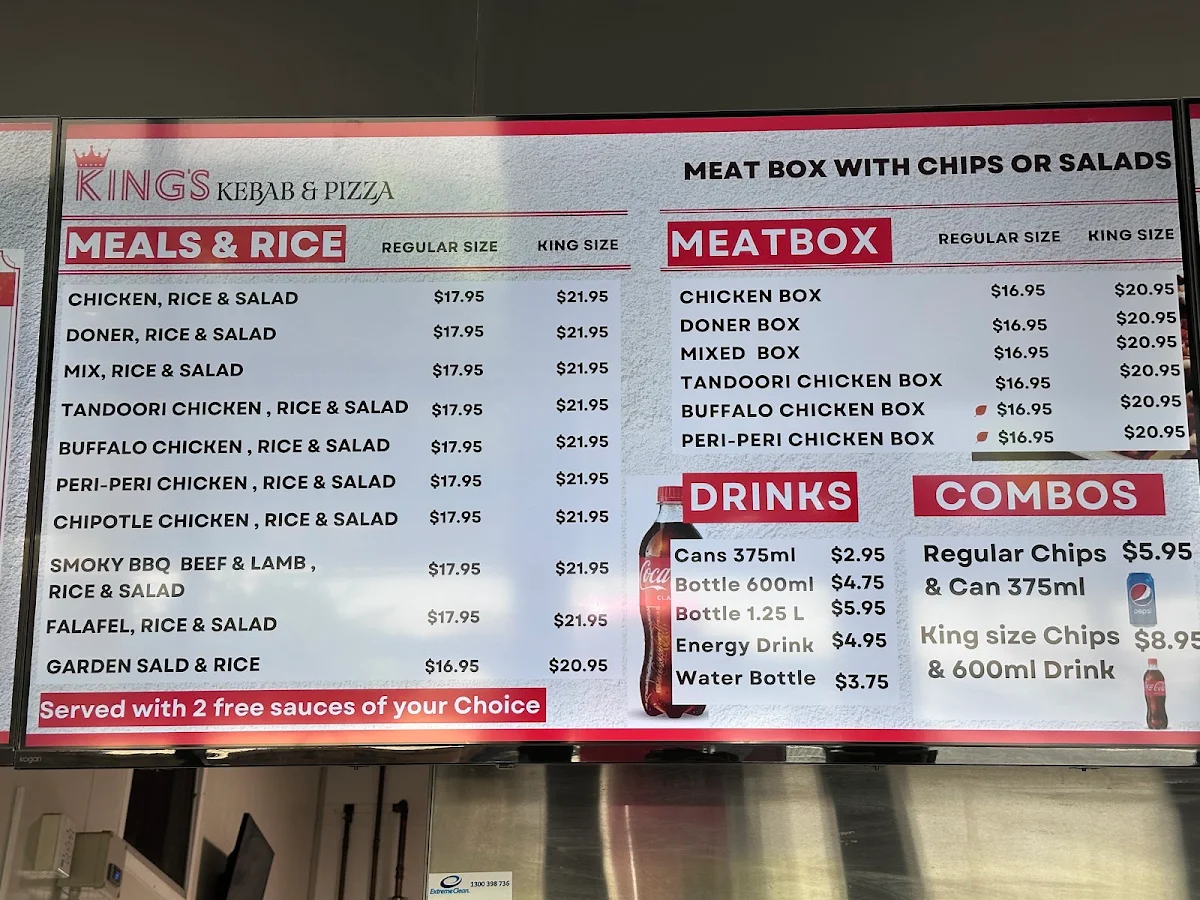 Menu, Kings Kebab & Pizza - Gourmet Pizzas & Authentic Kebabs in Atwell WA.