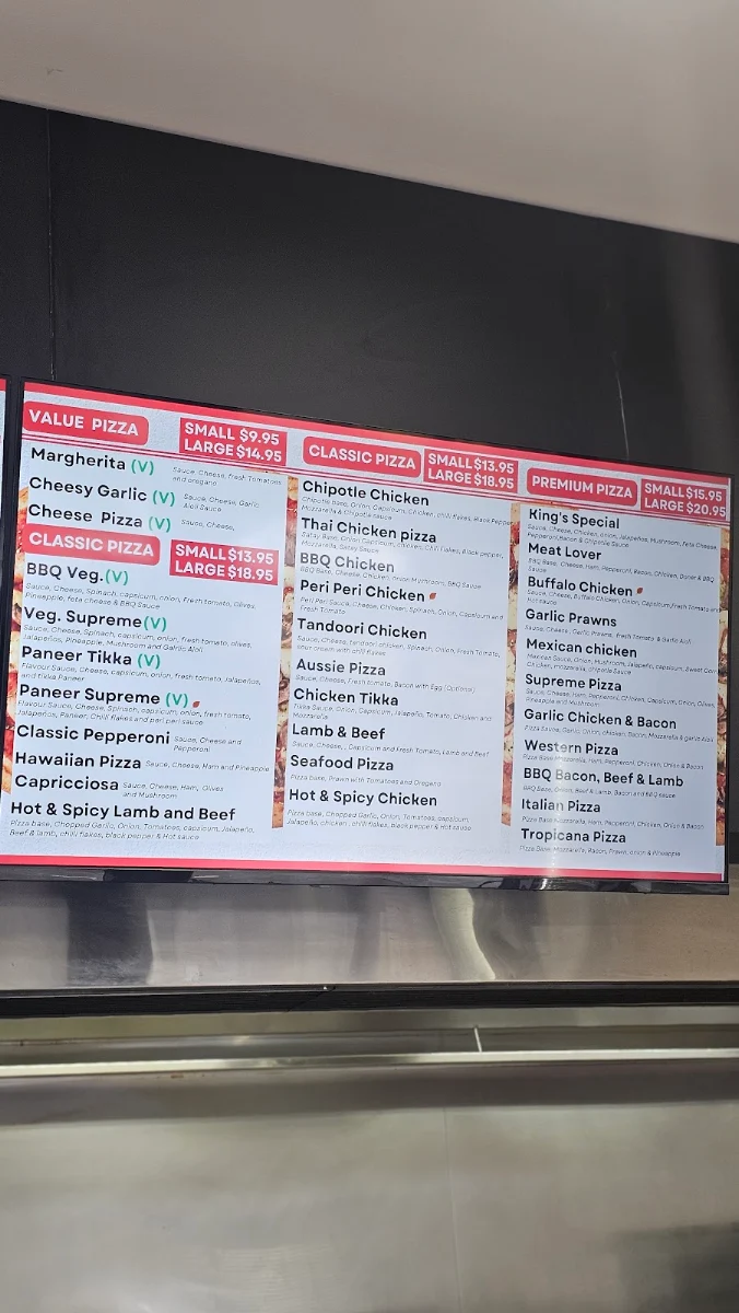 Menu, Kings Kebab & Pizza - Gourmet Pizzas & Authentic Kebabs in Atwell WA.