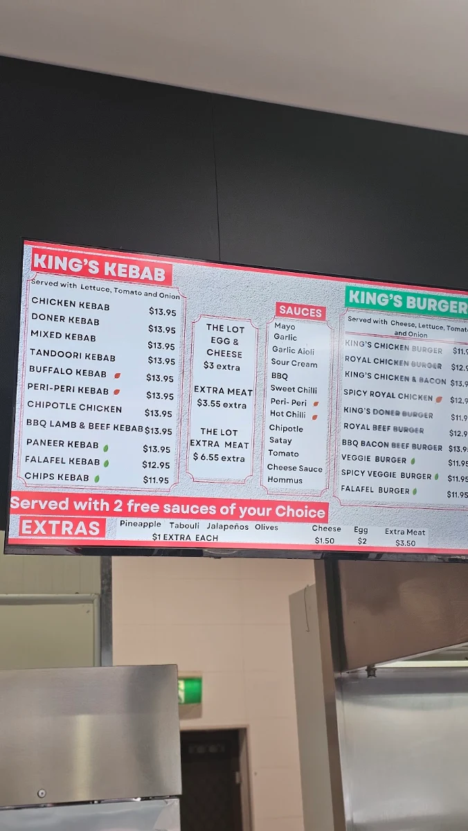 Menu, Kings Kebab & Pizza - Gourmet Pizzas & Authentic Kebabs in Atwell WA.