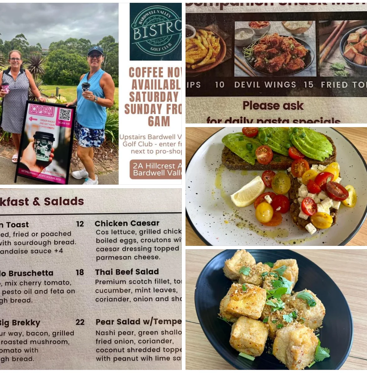 Menu, Bistro at BVGC
