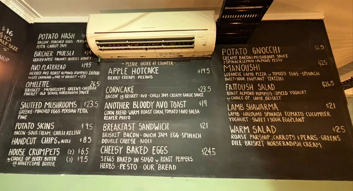 Menu, Sarmic Cafe