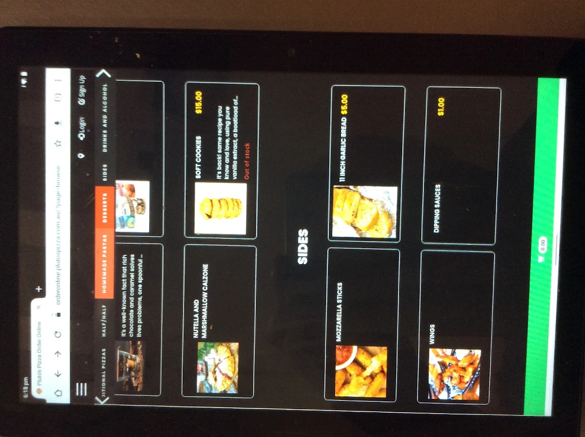 Menu, Pluto's Pizza
