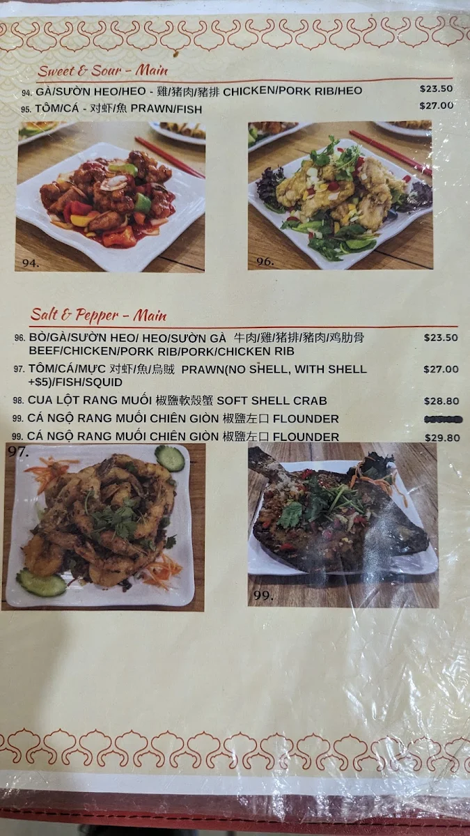 Menu, Golden Chopstix