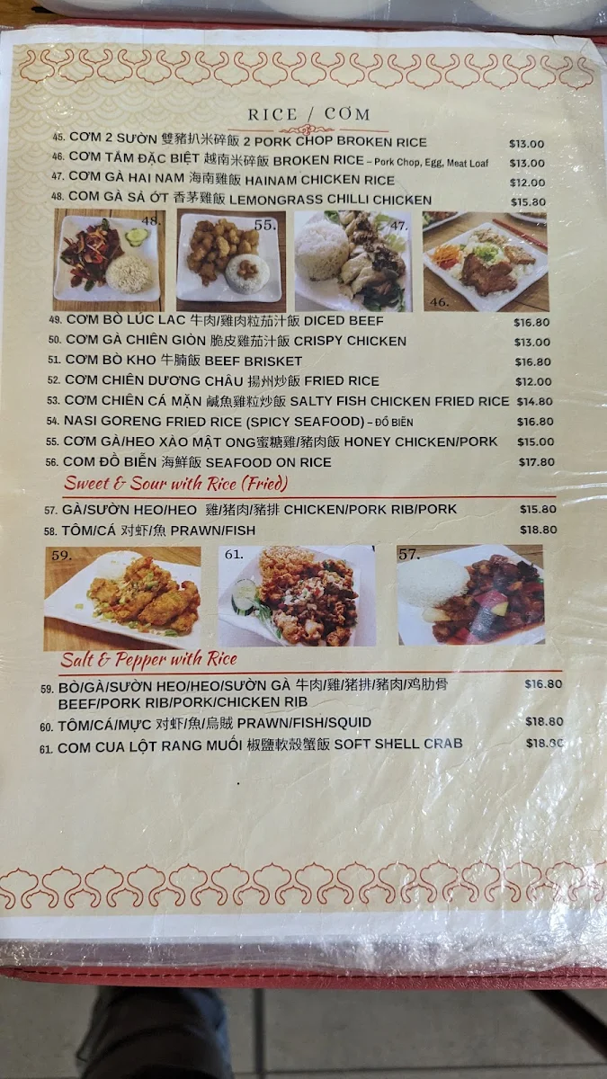Menu, Golden Chopstix
