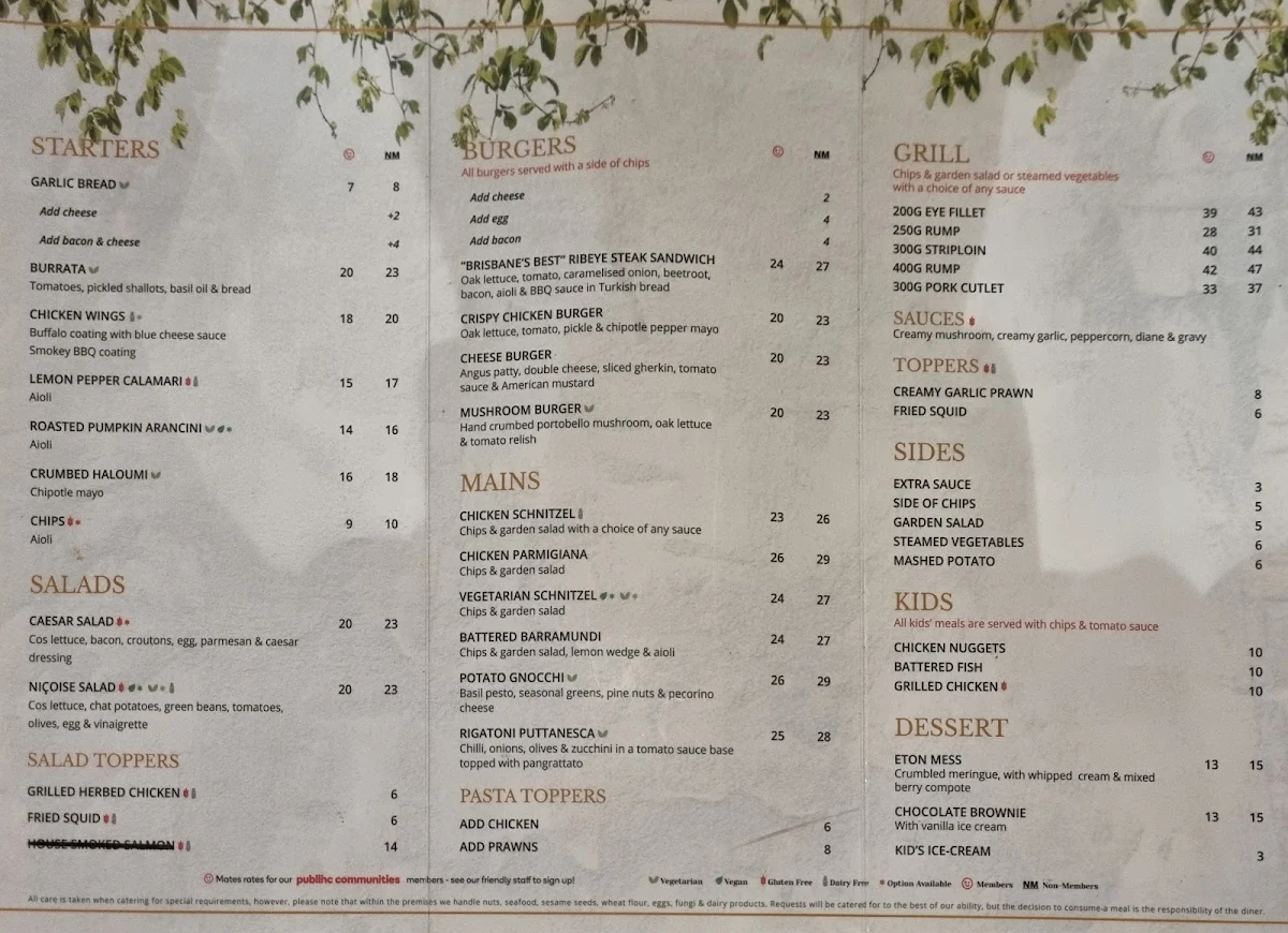 Menu, Shafston Hotel