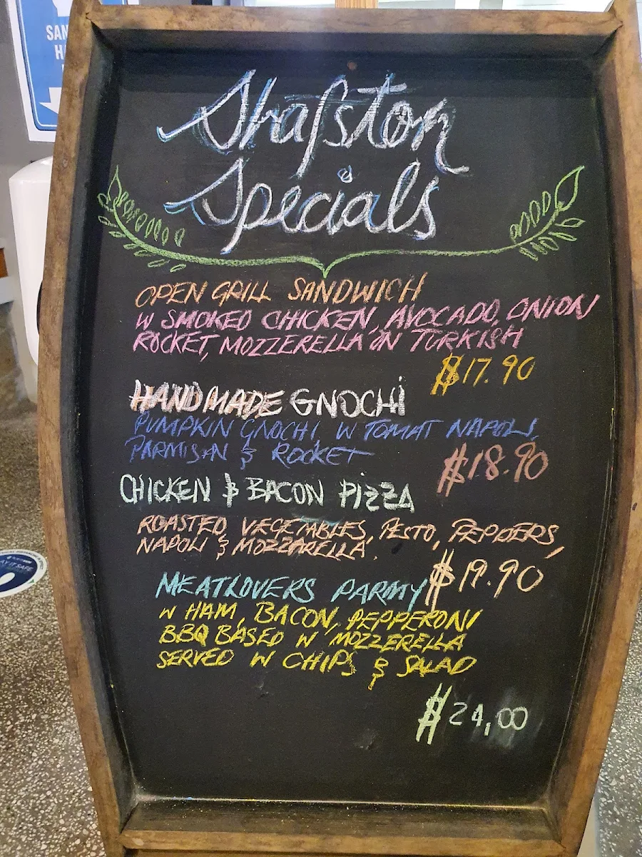 Menu, Shafston Hotel