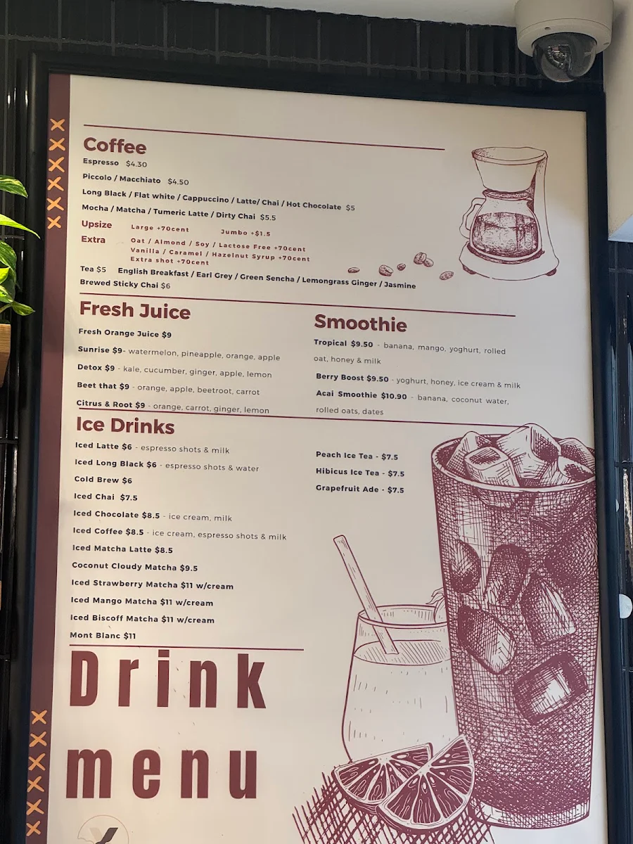 Menu, X Crumb Coffee & Roll