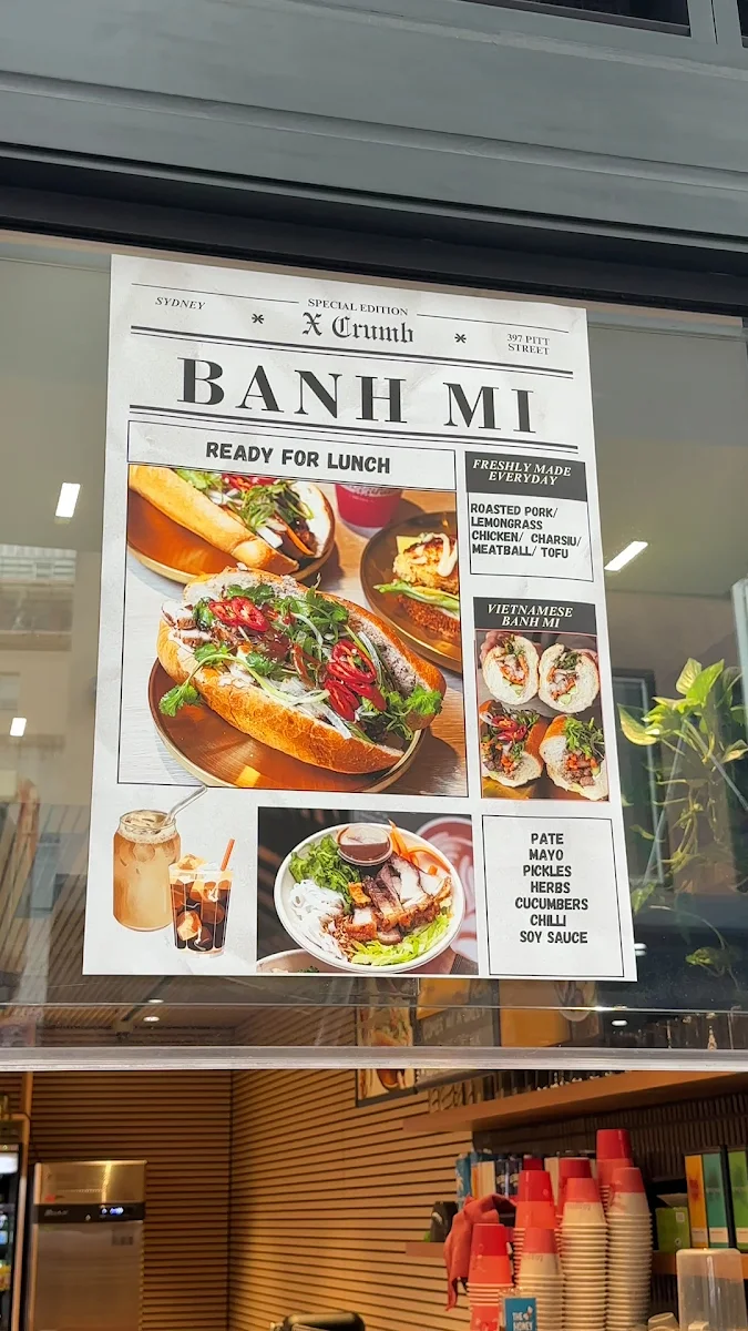 Menu, X Crumb Coffee & Roll