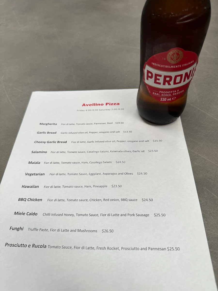 Menu, Avellino's