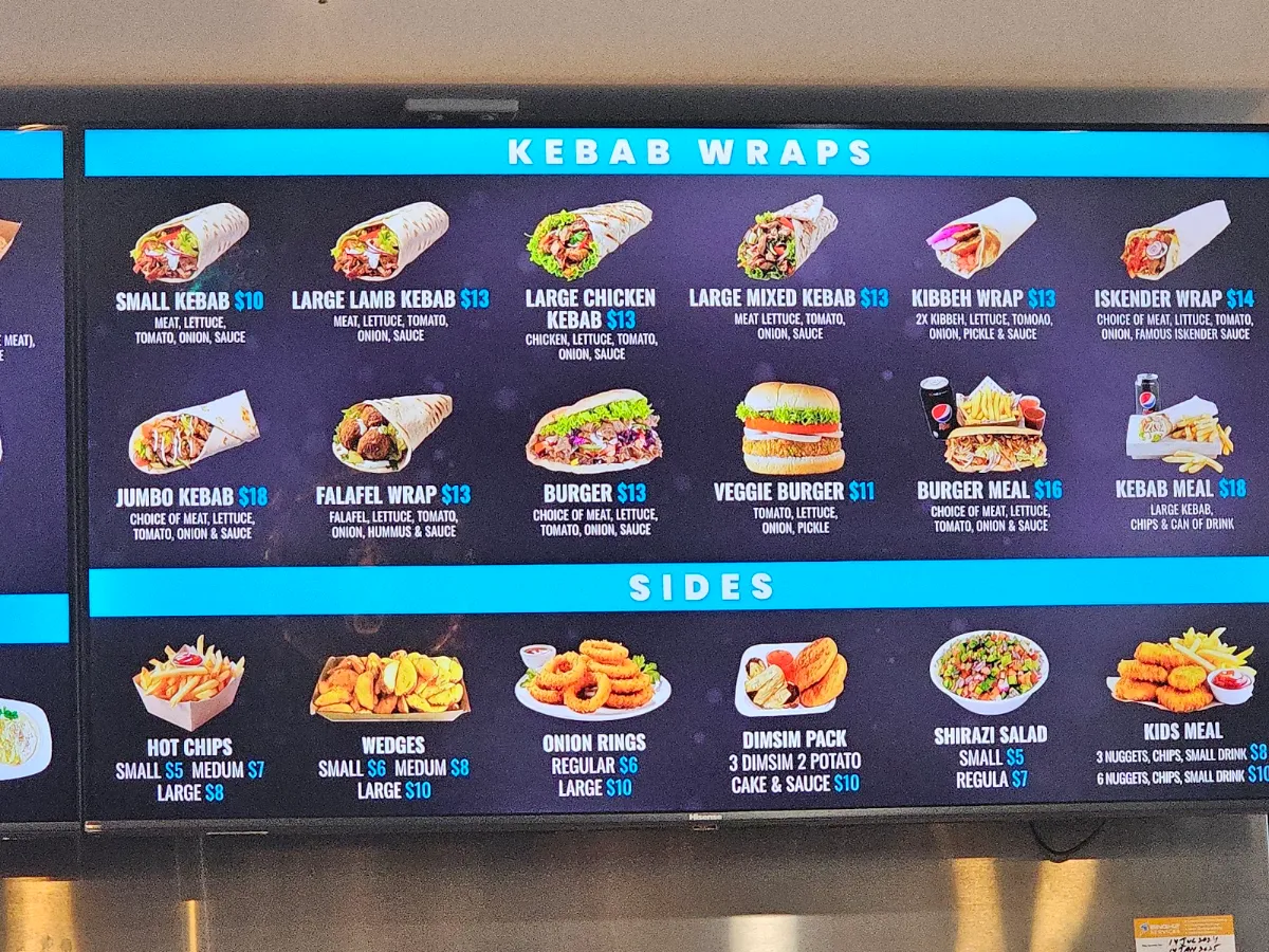 Menu, ZamZam Kebabz