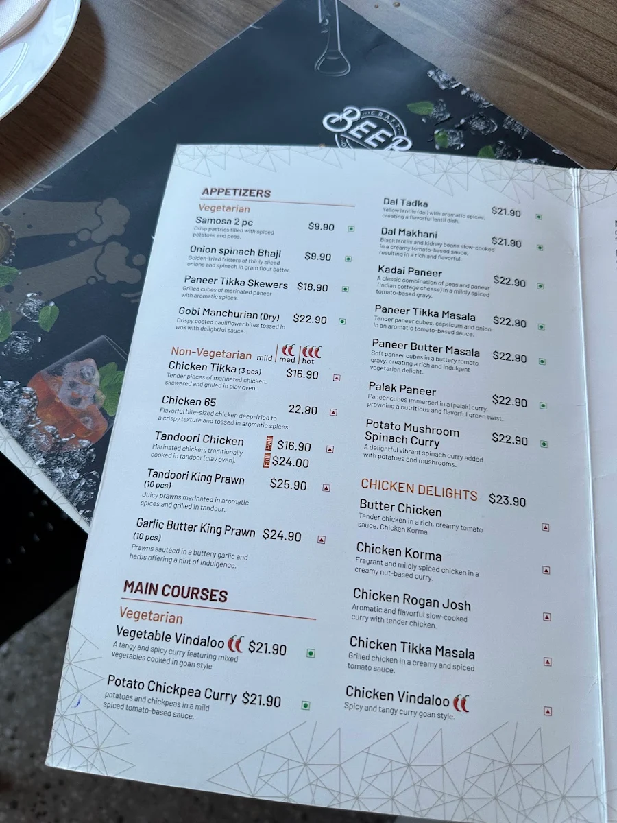 Menu, Pappadams Indian Bistro