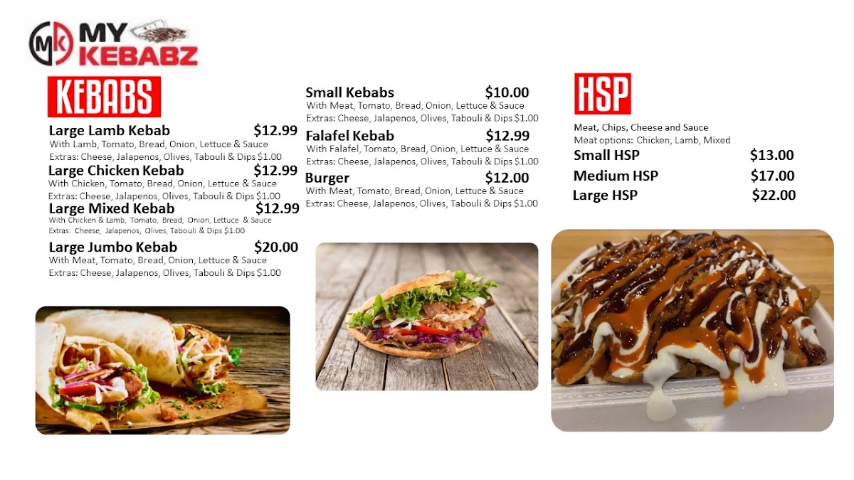 Menu, My Kebabz