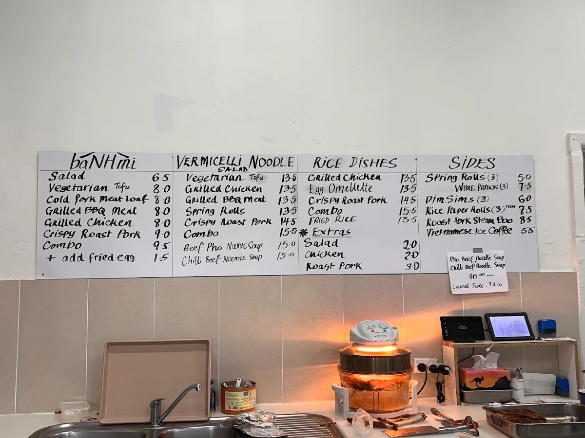 Menu, baNHmi on bell