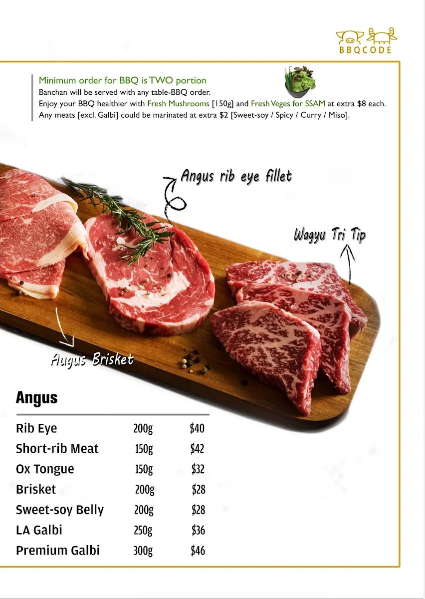 Menu, BBQ Code