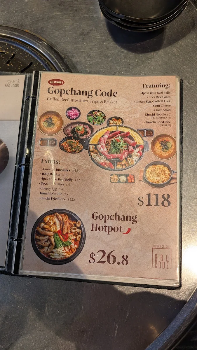 Menu, BBQ Code