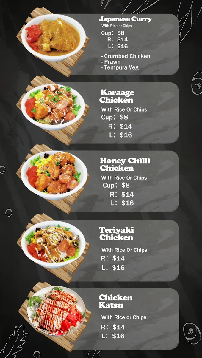 Menu, Sushi Guru Arana Hills