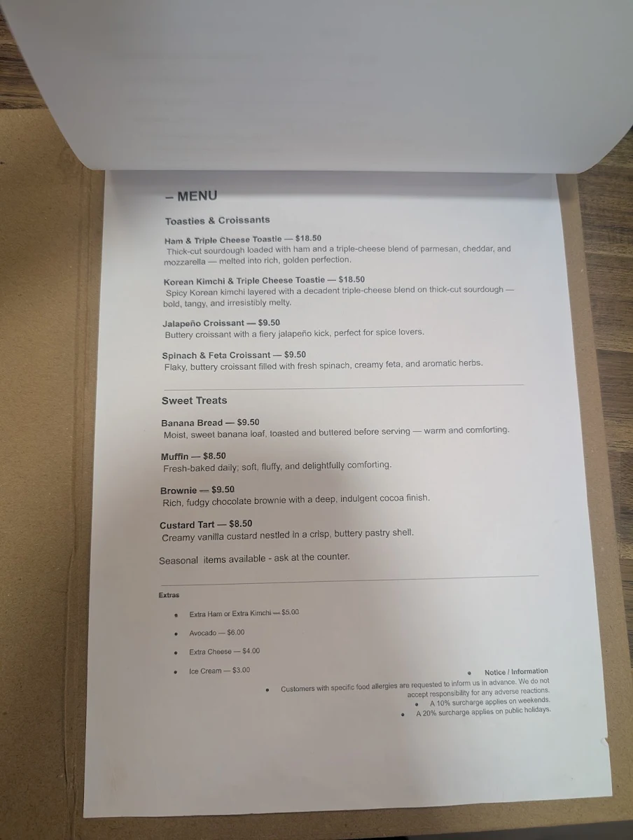 Menu, Depeche Noir Espresso Bar