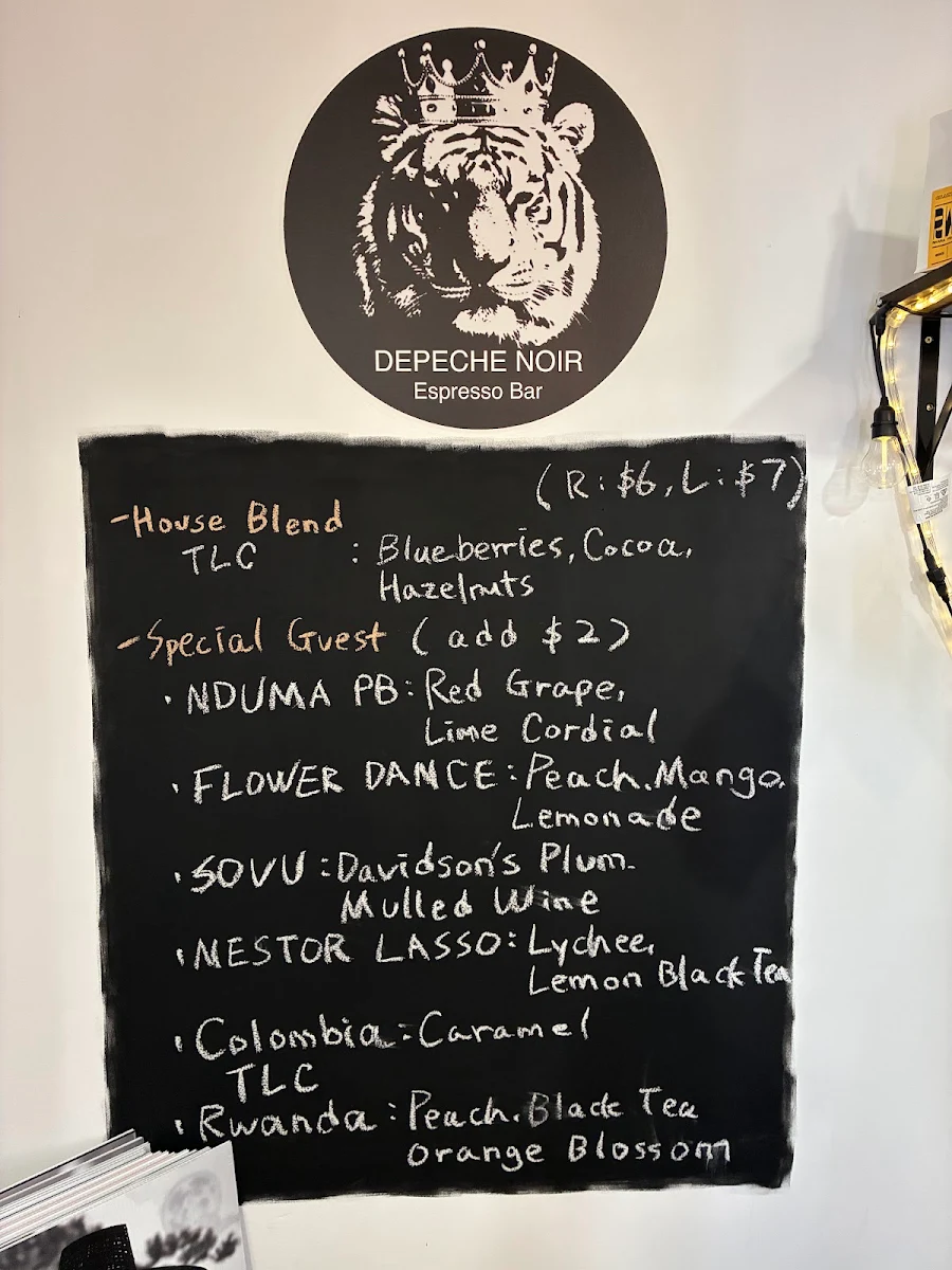 Menu, Depeche Noir Espresso Bar