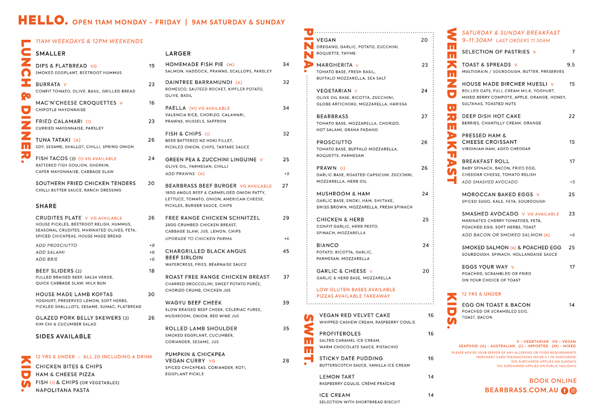 Menu, BearBrass