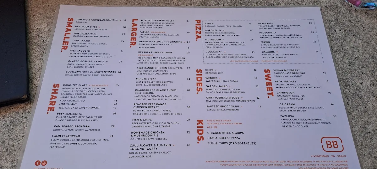 Menu, BearBrass